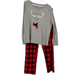 Holiday Fam Jams Men's Pajama Set in Red and Black Size XL